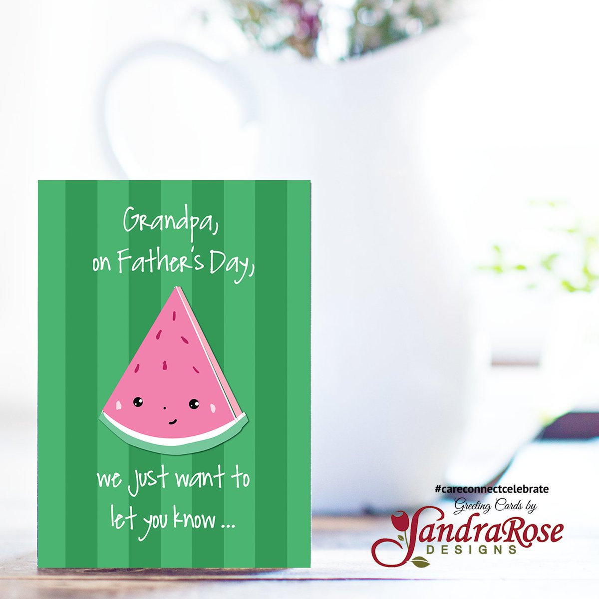 Send this card from all of you, to let your grandpa know how special he is. This funny card shows a whimsical piece of watermelon with a green background. #CareConnectCelebrate #SandraRoseDesigns
@GCUniverse #Greetingcards #Greetingcard greetingcarduniverse.com/holiday-cards/…