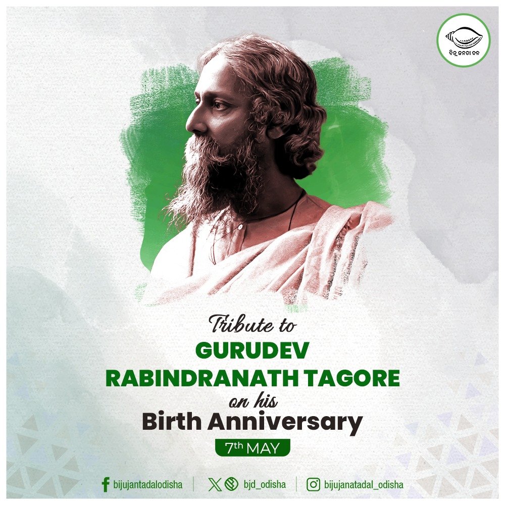 bjd_odisha's tweet photo. Rich tributes to Gurudev #RabindranathTagore on his birth anniversary. India's first Nobel laureate & composer of our national anthem, Gurudev was a great writer, philosopher, social reformer and educationist. His tireless efforts towards nation building will continue to inspire all.