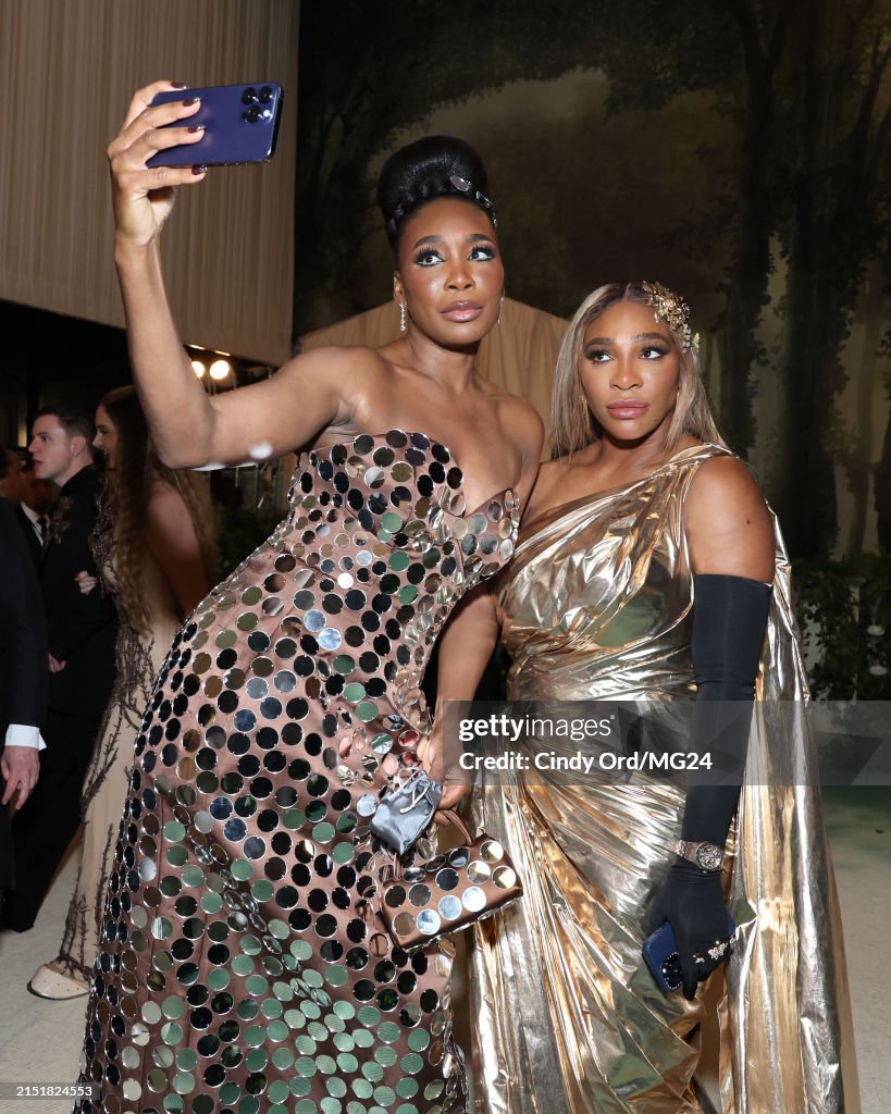 Venus and Serena Williams attend the 2024 Met Gala celebrating 'Sleeping Beauties: Reawakening Fashion' at The Metropolitan Museum of Art in New York City. See more 📸 #MetGala 👉 tinyurl.com/3eeddv8d #VenusWilliams #SerenaWilliams