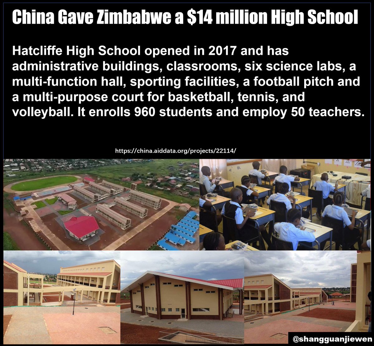 The US is frantically telling African leaders to hate China and remain confused as to why the developing world increasingly looks more favorably at China. Meanhile, China is quietly building roads, hospitals, schools, and bridges across the world. #Africa #Zimbabwe #BRI