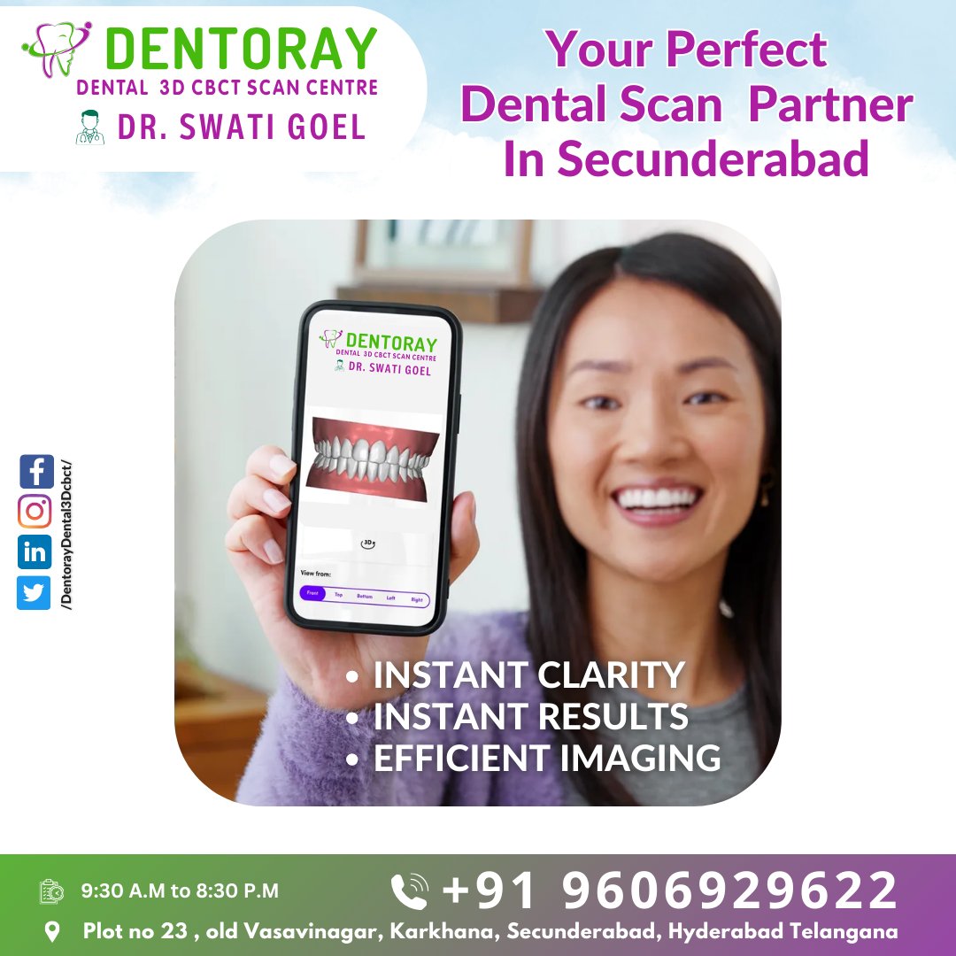 #DENTORAY #DentalScan #CBCTScan #DentalImaging #OralHealth #Secunderabad #DentalCare #DentalHealth #OralHygiene #TopDentalCentre #DentalScanCentre #DigitalImaging #DrSwatiGoel #Dentistry #HealthySmile #InstantResults #EfficientImaging #PerfectPartner