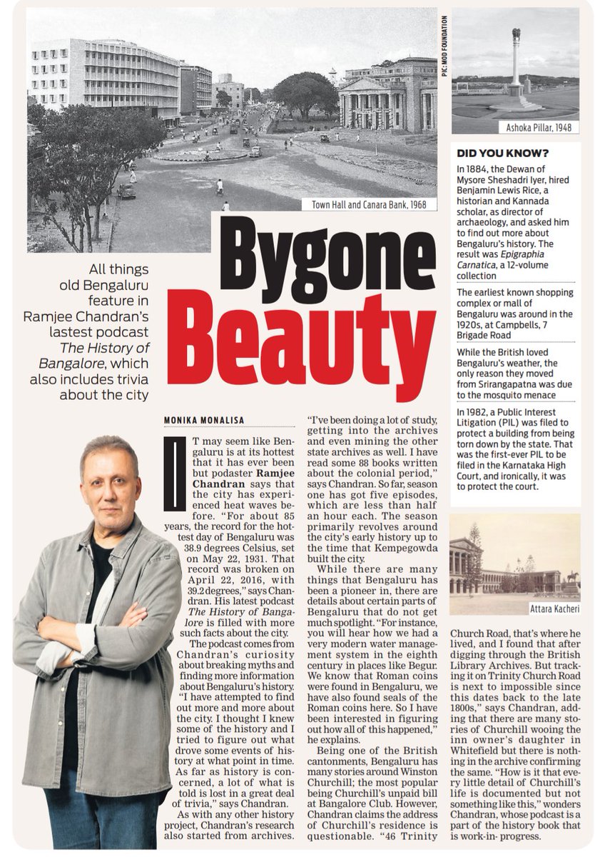 All things old Bengaluru feature in @ramjeechandran's lastest podcast #TheHistoryofBangalore, which also includes trivia about the city ✍🏼: @monikkamon