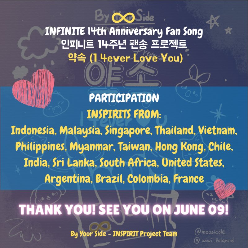 #INFINITE 14th Anniv FAN SONG PROJECT: 1 4ever Love You 

Thanks all Inspirit friends for your lovely participation! 
MV/Song releases on 06.09✨

#인피니트 #kimsungkyu #jangdongwoo #NamWoohyun #KIMMYUNGSOO #leesungyeol #leesungjong #김성규 #장동우 #남우현 #이성열 #김명수 #이성종