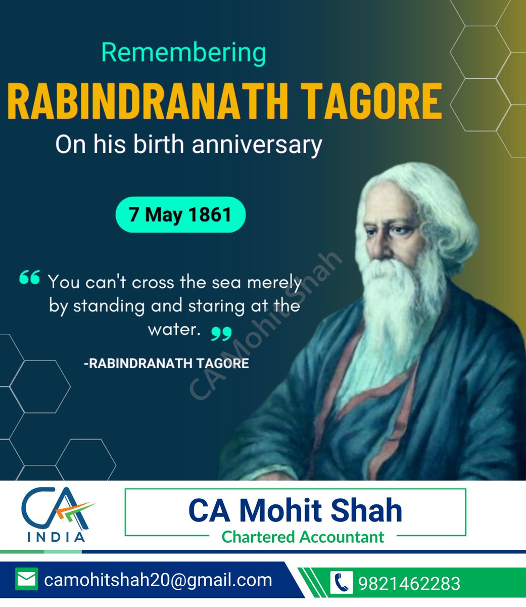 Remembering the legendary poet, Rabindranath Tagore, on his birth anniversary. His words continue to inspire us!

#TagoreJayanti #RabindraJayanti #PochisheBoishakh #Gurudev #BengaliCulture #IndianLiterature #NobelLaureate #TagorePoetry #Shantiniketan #RabindranathTagore