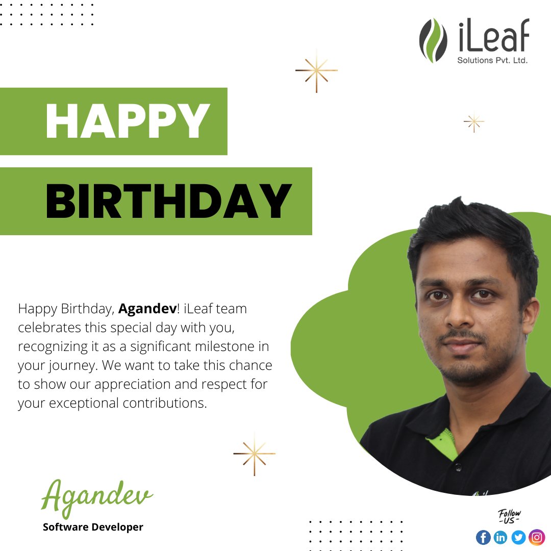 iLeafSolutions's tweet image. Happy Birthday, Agan Dev From all of us at iLeaf, today marks a significant milestone in your journey. It&apos;s an opportunity for us to express our gratitude and admiration for your outstanding contributions.

#happybirthday #ileafsolutions
