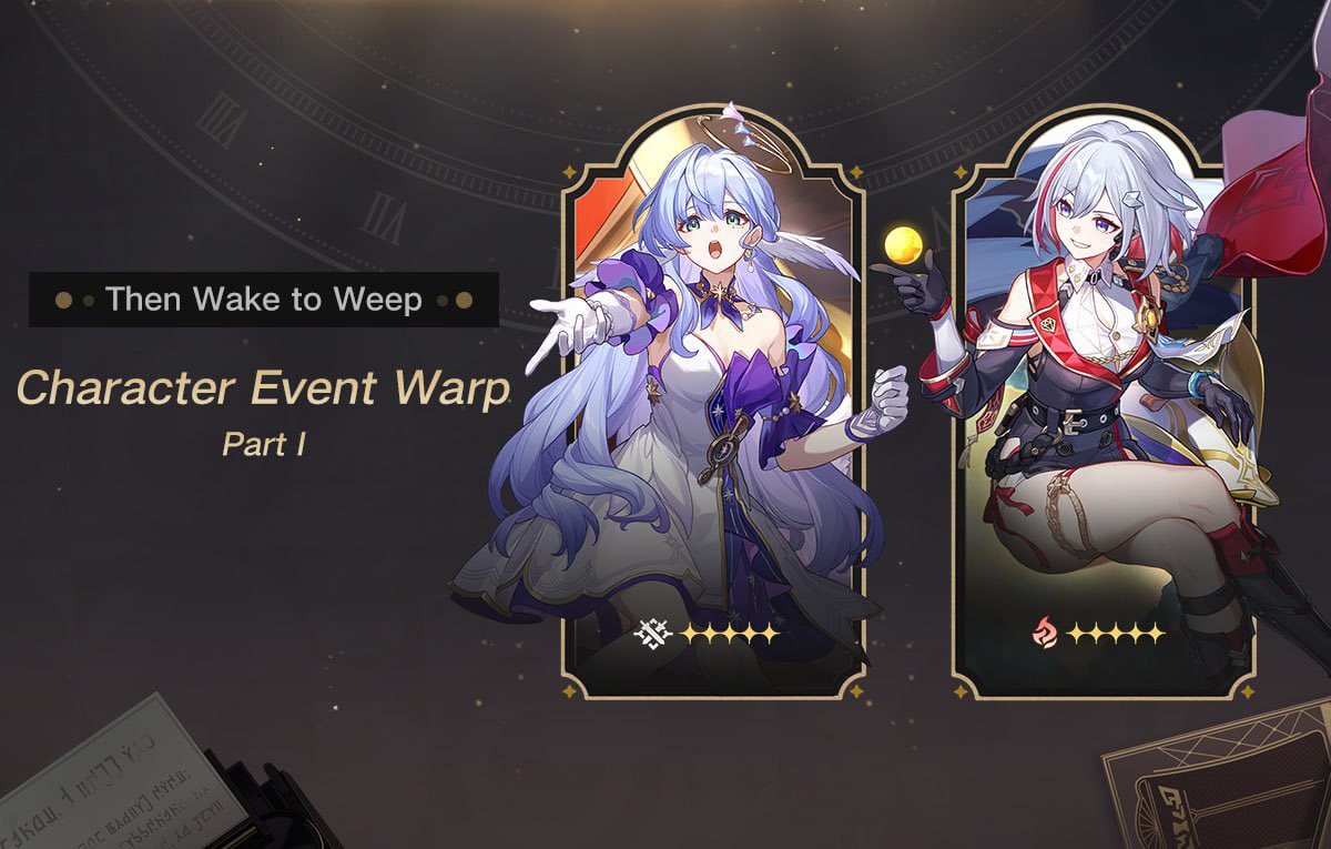 honkaistarrail's tweet photo. Character Event Warp "Just Intonation" "Sunset Clause"

■Event Duration
After the Version 2.2 update – 2024/05/29 11:59:00(server time)

▌Character Event Warp: Sunset Clause
During the event, the drop rates of the limited 5-star character Topaz & Numby (The Hunt: Fire) and 4-star characters March 7th (Preservation: Ice), Hanya (Harmony: Physical) and Xueyi (Destruction: Quantum) will be boosted.

▌"Just Intonation" Character Event Warp
During the event, the drop rates of the limited 5-star character Robin (Harmony: Physical) and 4-star characters March 7th (Preservation: Ice), Hanya (Harmony: Physical) and Xueyi (Destruction: Quantum) will be boosted.
Learn More: https://t.co/DVQrMINFaB

#HonkaiStarRail #Robin