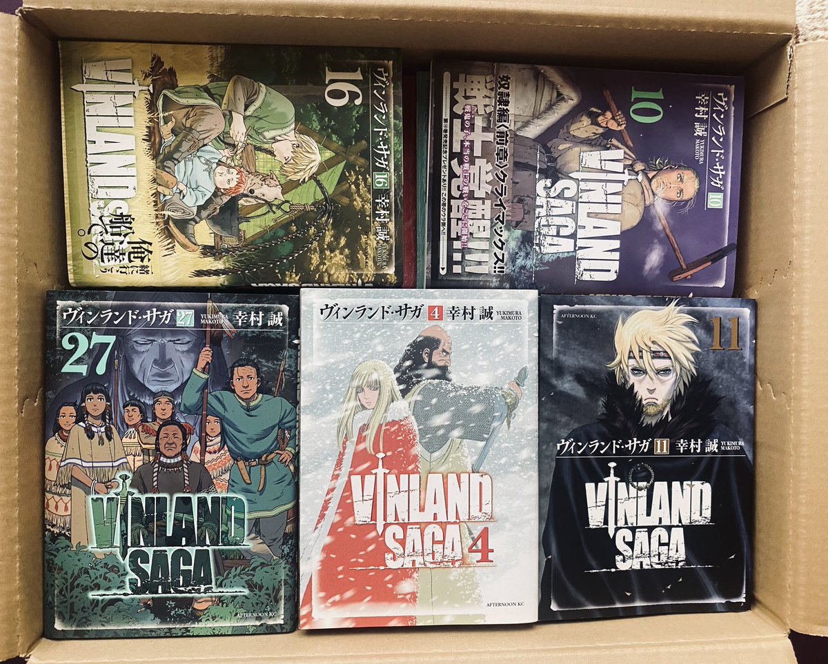 遂に届きました

全巻セット
8巻までは2冊ある事になりますが
記念です笑

#ヴィンランドサガ
ゆっくり大切に読み進めます！
