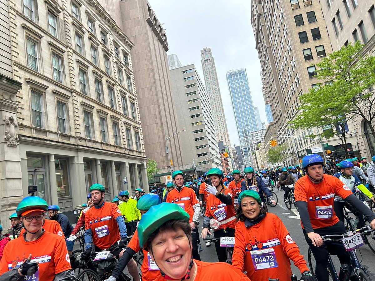An orange wave of dozens of Dutch cyclists joined “America’s biggest bike ride” yesterday.   @bikenewyork’s 46th Annual Five Boro Bike Tour attracted over 32,000 cyclists on 40 miles of car-free streets.