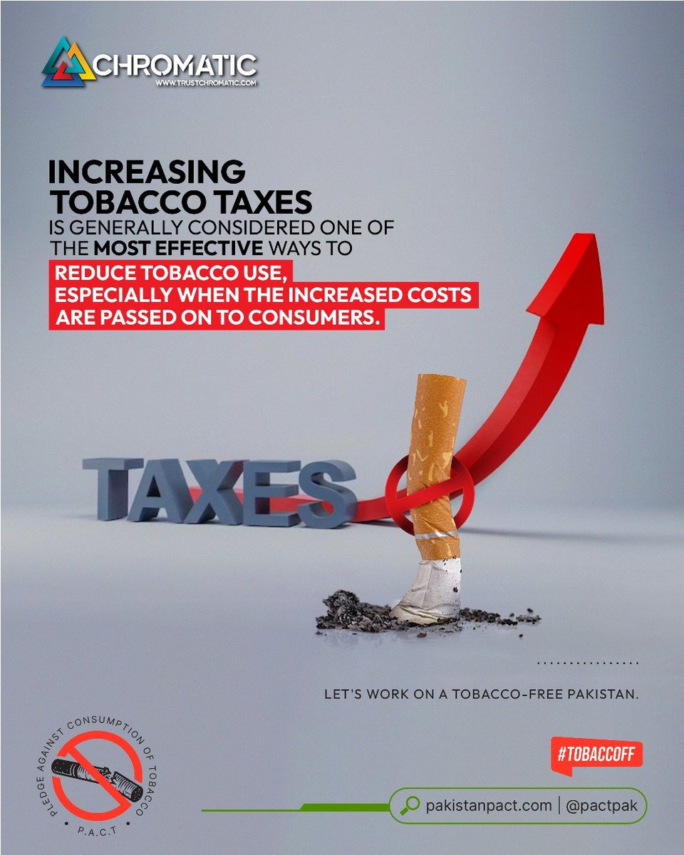 Raising tobacco taxes proves a strong strategy to curb smoking by passing higher costs to consumers, making smoking less appealing. This method shows great promise in reducing smoking rates in Pakistan. #IncreaseTobaccoTax