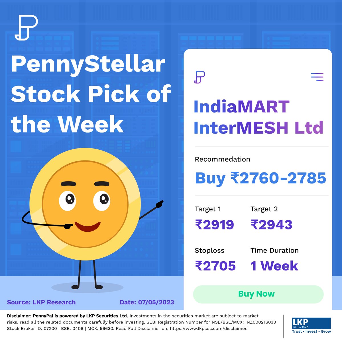 Hey everyone, PennyStellar just dropped a solid stock pick after some thorough research. Time to update those portfolios!

#pennypal #indiamart #stockpicks #stocksandshares #stockrecommendation #stockmarketindia #sharemarketnews #investments #tradingtips #stockstowatch