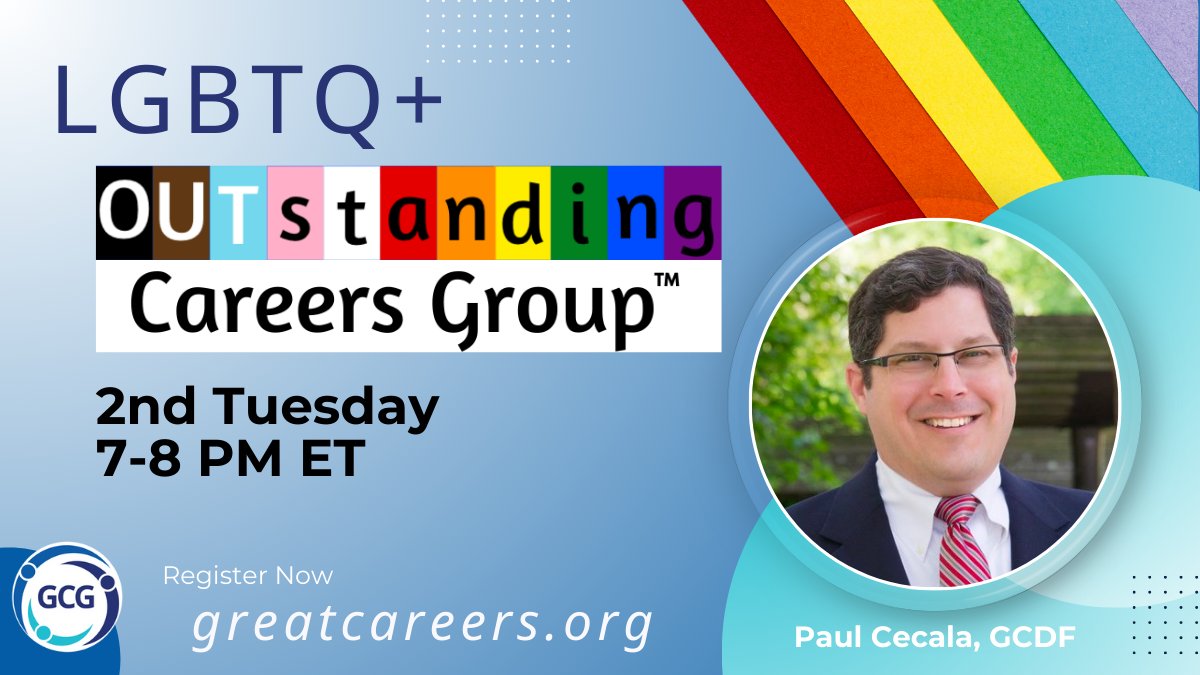 Ready to amplify LGBTQ+ voices in the workplace?

LGBTQ+ OUTstanding Careers Group™ hosted by Paul Cecala

Tues 5.14 | 7-8 PM ET

Register for Zoom link: greatcareers.org/events

➡️ Follow #GreatCareersPHL

#LGBTQ+ #CareerEmpowerment #Inclusivity #Diversity #WorkWithPride