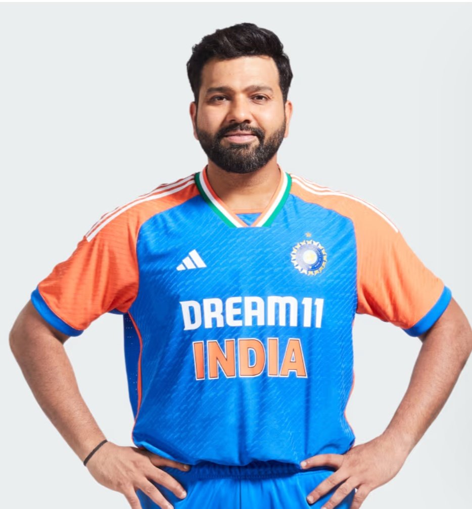 Captain Rohit Sharma in India's new T20 World Cup jersey. 🇮🇳