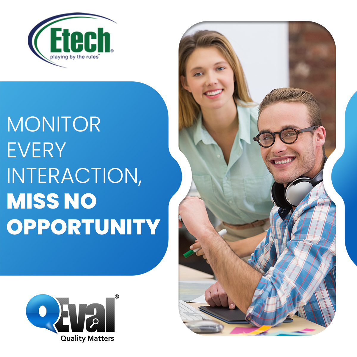 Monitor 100% of customer interactions across all engagement channels with Etech’s QEval. Unlock new frontiers of #CX and determine actionable insights to elevate #CustomerExperience.

Request a Free Consultation: bit.ly/3Y62Cxs

#QualityAssurance #SpeechAnalytics