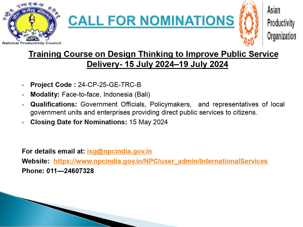 Training Course on Design Thinking to improve public service delivery