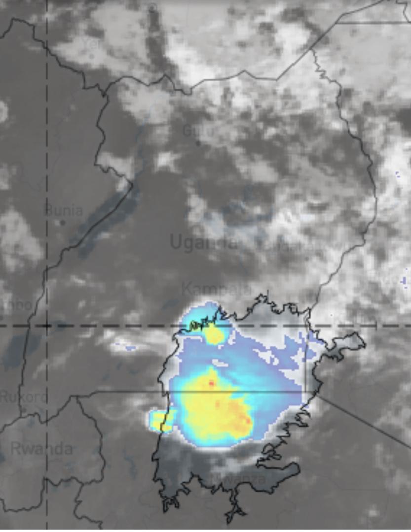 6hourly Weather Update: by 5:00am this morning many areas were partly cloudy. However, Sunny intervals are expected to dominate many of the regions with expected showers only around lake Victoria basin, Elgon highlands and a few areas in Southwestern region. Update at 12:00noon