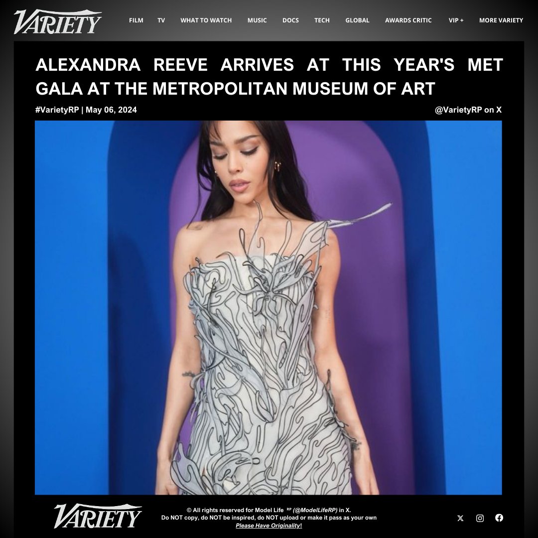 𝗩𝗮𝗿𝗶𝗲𝘁𝘆 ᴿᴾ • Newsletter!
𝗘͟𝘅͟𝗰͟𝗹͟𝘂͟𝘀͟𝗶͟𝘃͟𝗲͟ • Review • Interviews • More

🗞️ 𝘕𝘦𝘸𝘴: 𝗔𝗹𝗲𝘅𝗮𝗻𝗱𝗿𝗮 𝗥𝗲𝗲𝘃𝗲 (<a href="/bosqueaterrador/">Alexandra;</a>) attends to  #TheMetGala24RP at the Metropolitan Museum of Arts © #VarietyRP