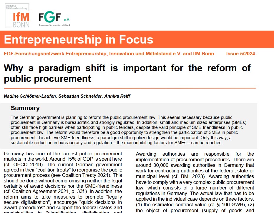 #Legal framework for public procurement in #Germany should, in principle, be designed from the perspective of small and medium-sized enterprises (#SMEs) and with the involvement of SME managers. Find more: ifm-bonn.org/fileadmin/data… #SMEs #Entrepreneur