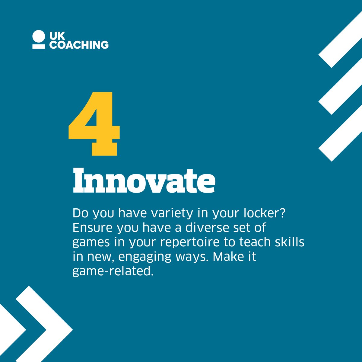 4️⃣ 'Innovate' – Keeping your coaching sessions fresh is essential! Follow @horsesheed’s advice to start creating some fun & engaging games! Need somewhere to start? Check out @playtheirway’s article, featuring @twowheelprof ‘Dice Game’ & more 👉 bit.ly/3V9MJs6 (5/8)