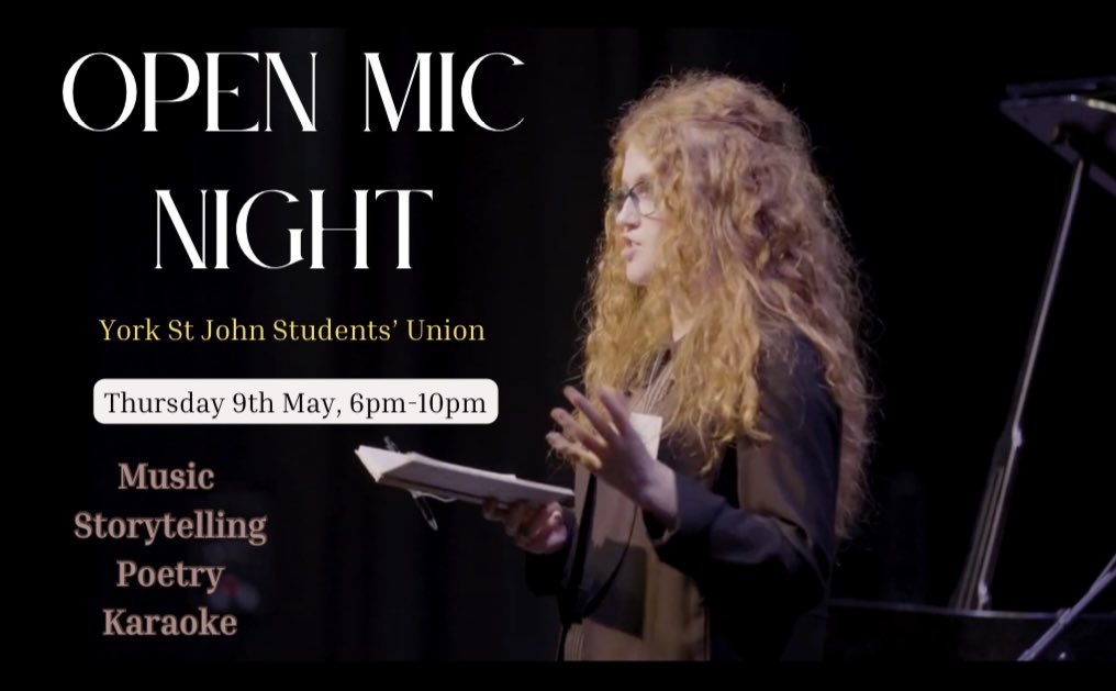 A reminder to come along to our amazing Open Mic Night THIS THURSDAY! 

At York St John University, Students’ Union. 

Thursday 9th May 2024, 6pm-10pm. All Converge students are welcome to attend☺️