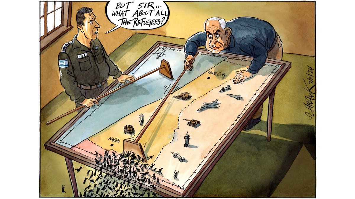 The Times cartoon today. #israel has no limits to what it is prepared to do. Rafah and the refugees now at the mercy of yet more suffering and death.