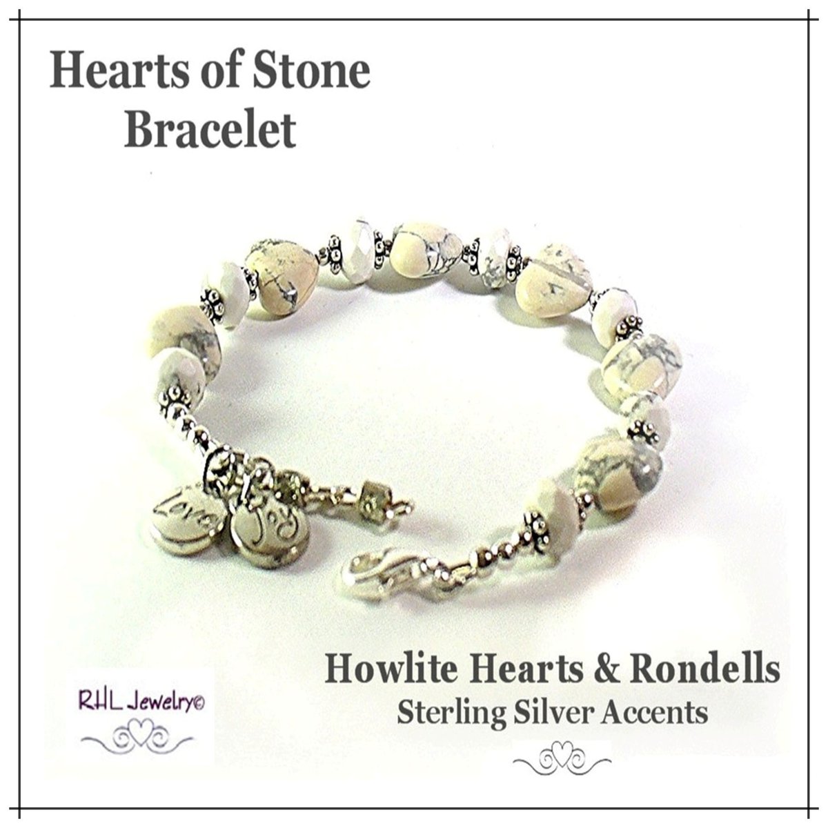 White Howlite Heart Bracelet, Howlite Root Chakra Bracelet, 7th Chakra Gifts, Ladies Gemini Birthday Gifts tuppu.net/a7f3dc60 ##chakra #etsygifts #HeartBracelet