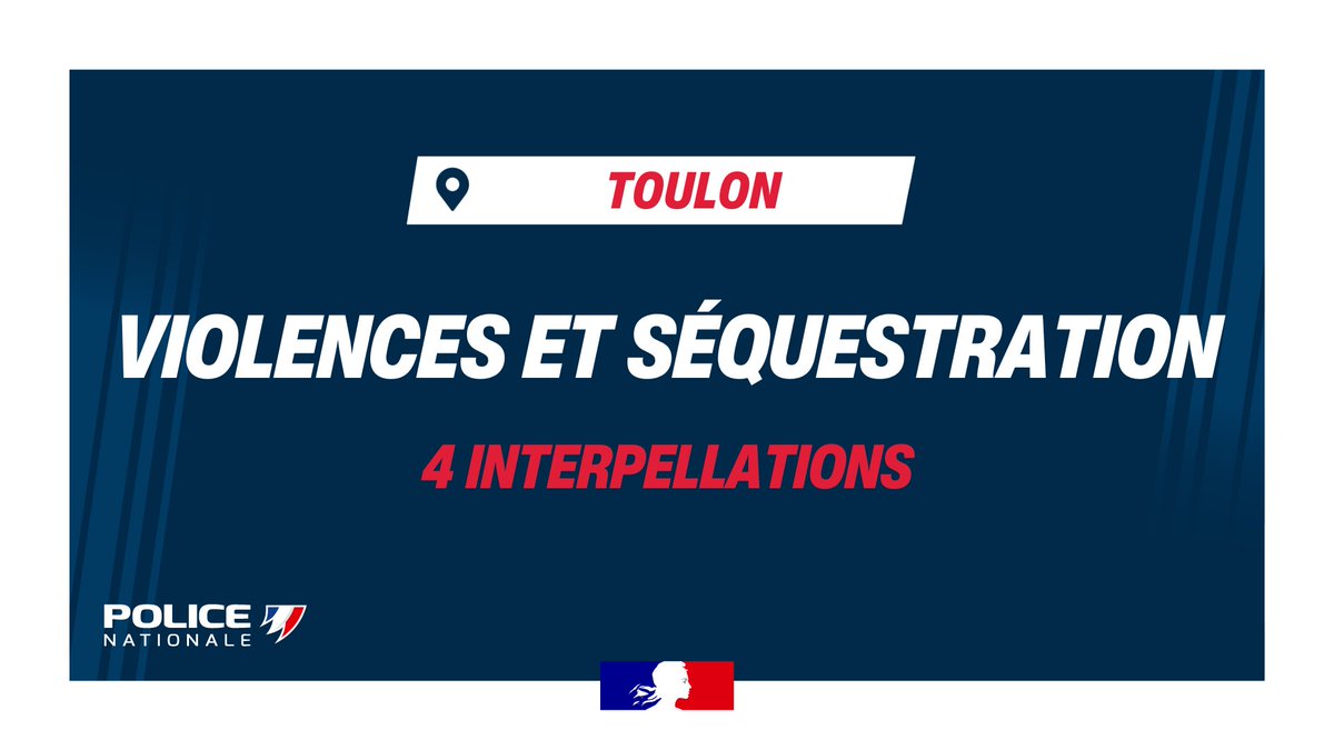 #Interpellations | Dans la nuit de samedi à dimanche à Toulon (83), la collaboration efficace entre la police nationale et la @Gendarmerie a permis aux policiers de la BAC d’interpeller 4 individus qui avaient enlevé et séquestré une femme dans le 🚗 qu’ils venaient de lui voler…