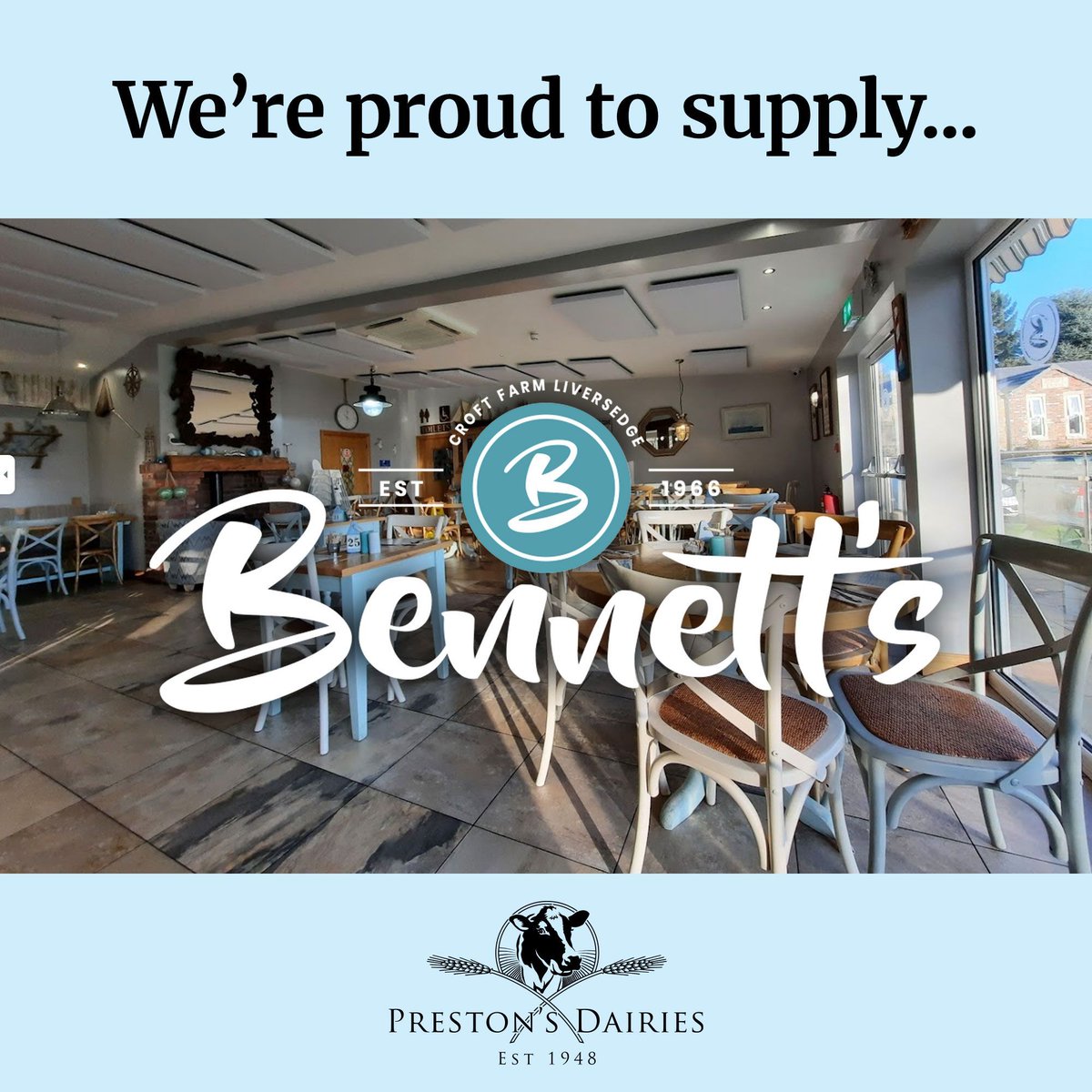 We’re proud to supply Bennett’s in #Liversedge. ☀️ You can find traditional home cooked food in their restaurant and #Yorkshire food fayre in the new egg shop. A must visit! 😁 #TastyTuesday #TuesdayTrivia #GoodNewsTues #TuesdayTreat #MilkmanService #DailyDelivery #LocalProduce