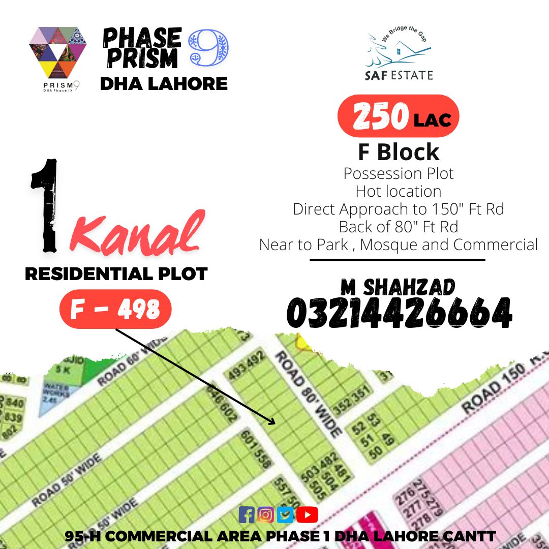 #dhalahore #Phase9Prism #Fblock #DBlock #Possessionplots #ResidentialPlot #possessionplotforsale #lowbudgetpots #plotforsale #1kanalplot #1Kanalplotforsale #1KanalResidentialPlot #residentialproperty #buyandsell #followers SAF Estate
M Shahzad
03214426664
#everyone Everyone