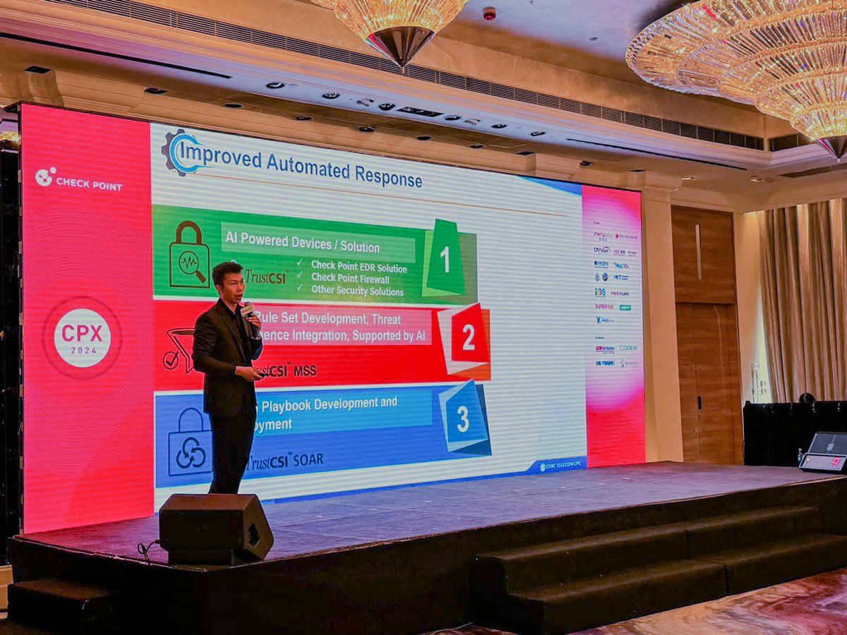 🎉 We are honored to participate in Check Point’s CPX 2024. Our security expert, Dr Sung Liu, shared at the event the impact of AI on the escalation of more potent cyberattacks and explained how our AI-powered solutions can effectively defend against intelligent attacks.