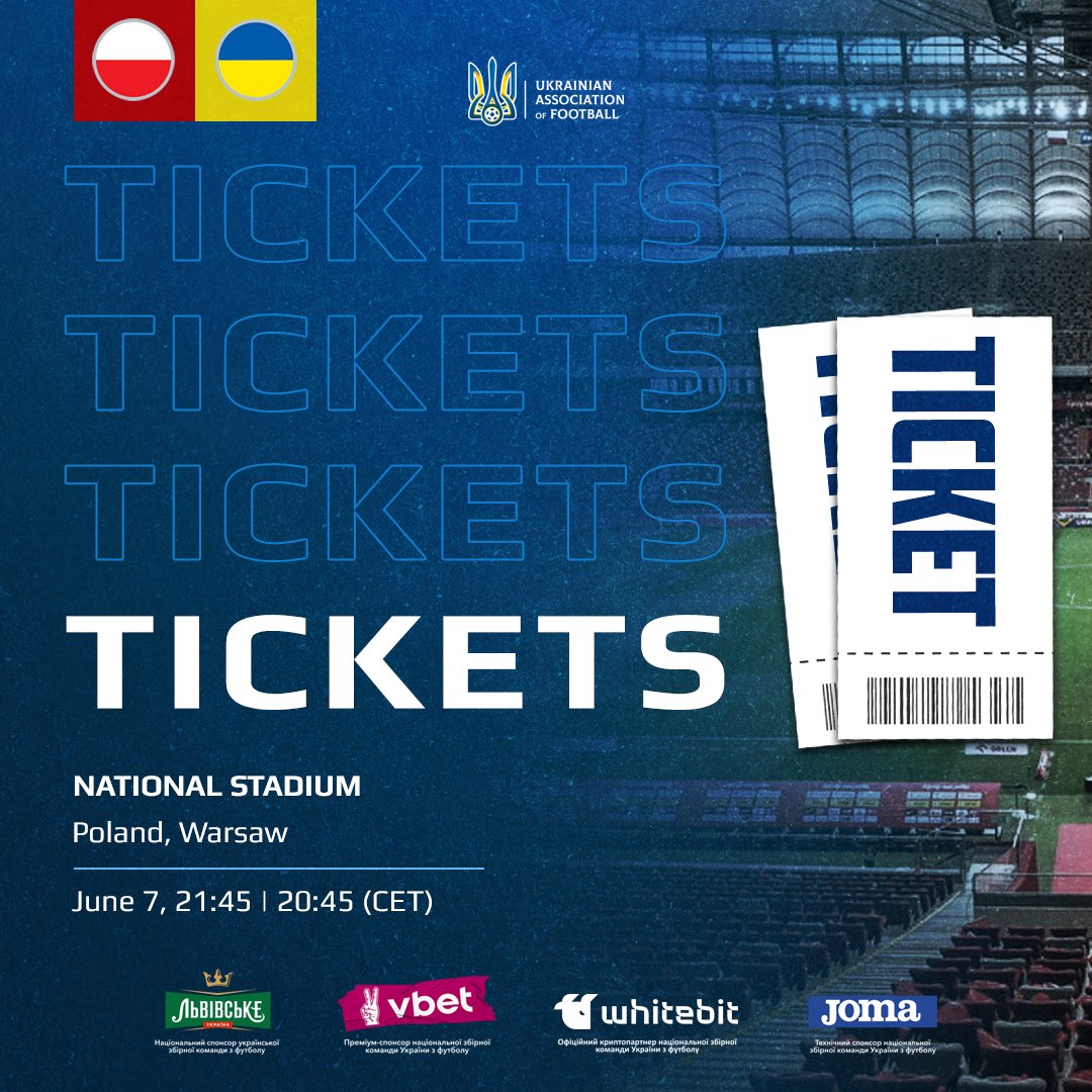 🎫 Tickets for the friendly match of the Poland and Ukraine are already on sale! 🏟️ Poland – Ukraine 🇺🇦 📆 June 7 ⏰ 20:45 (local time) bilet.mticket.pl/uk/widget10sit…