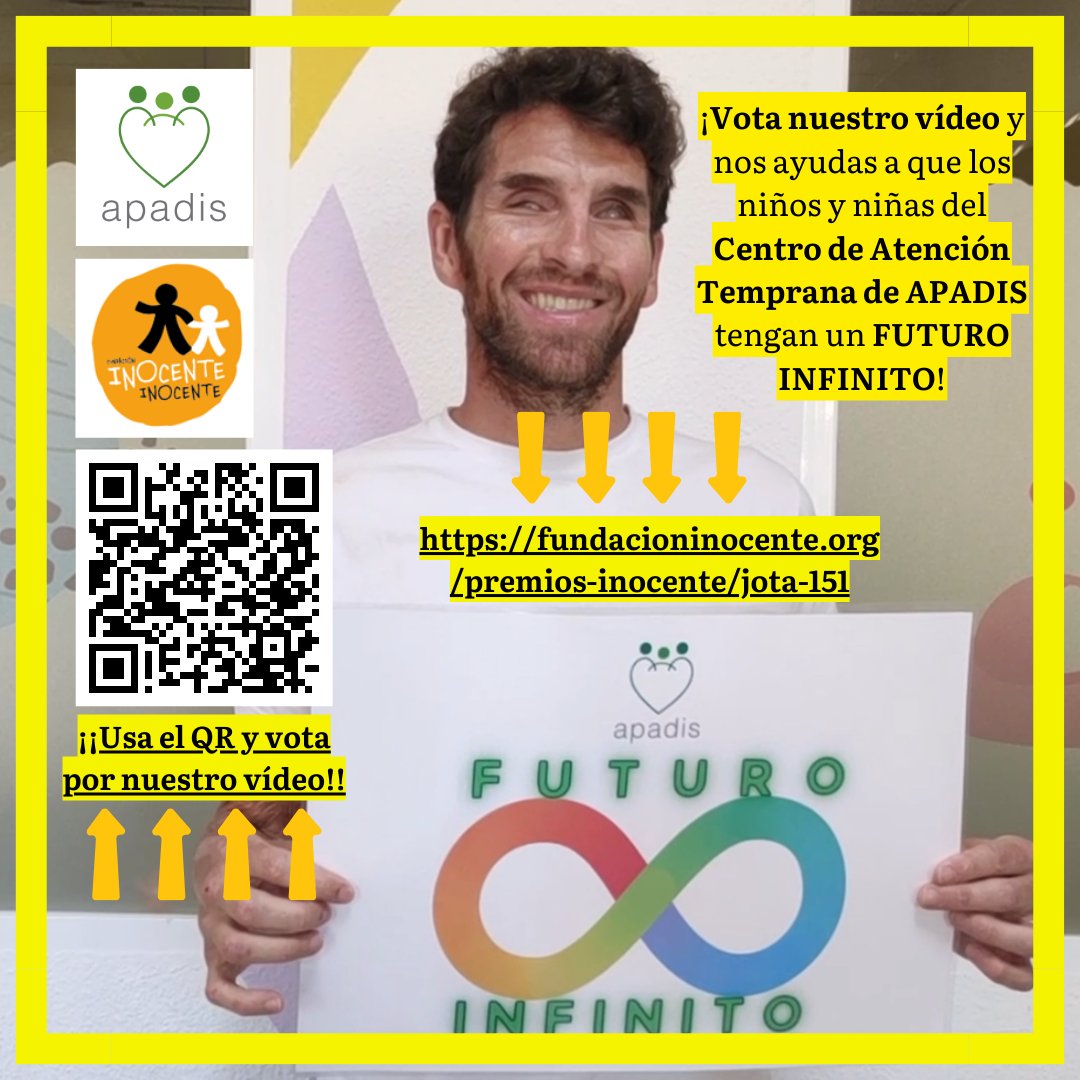 APADISASOC's tweet photo. ⚠️¡Necesitamos tu voto! ⚠️

⏩Entra en https://t.co/M2P1m70wtP y apoya con tu voto🗳️nuestro proyecto "FUTURO INFINITO" para niños/as con autismo.

👉La @fundinocente apoyará el proyecto si logramos 3.000 votos. ¿Nos ayudas? 😀😊

¡Gracias por tu apoyo!👏😍💪 #capacesdetodo https://t.co/jfUaBqchdO
