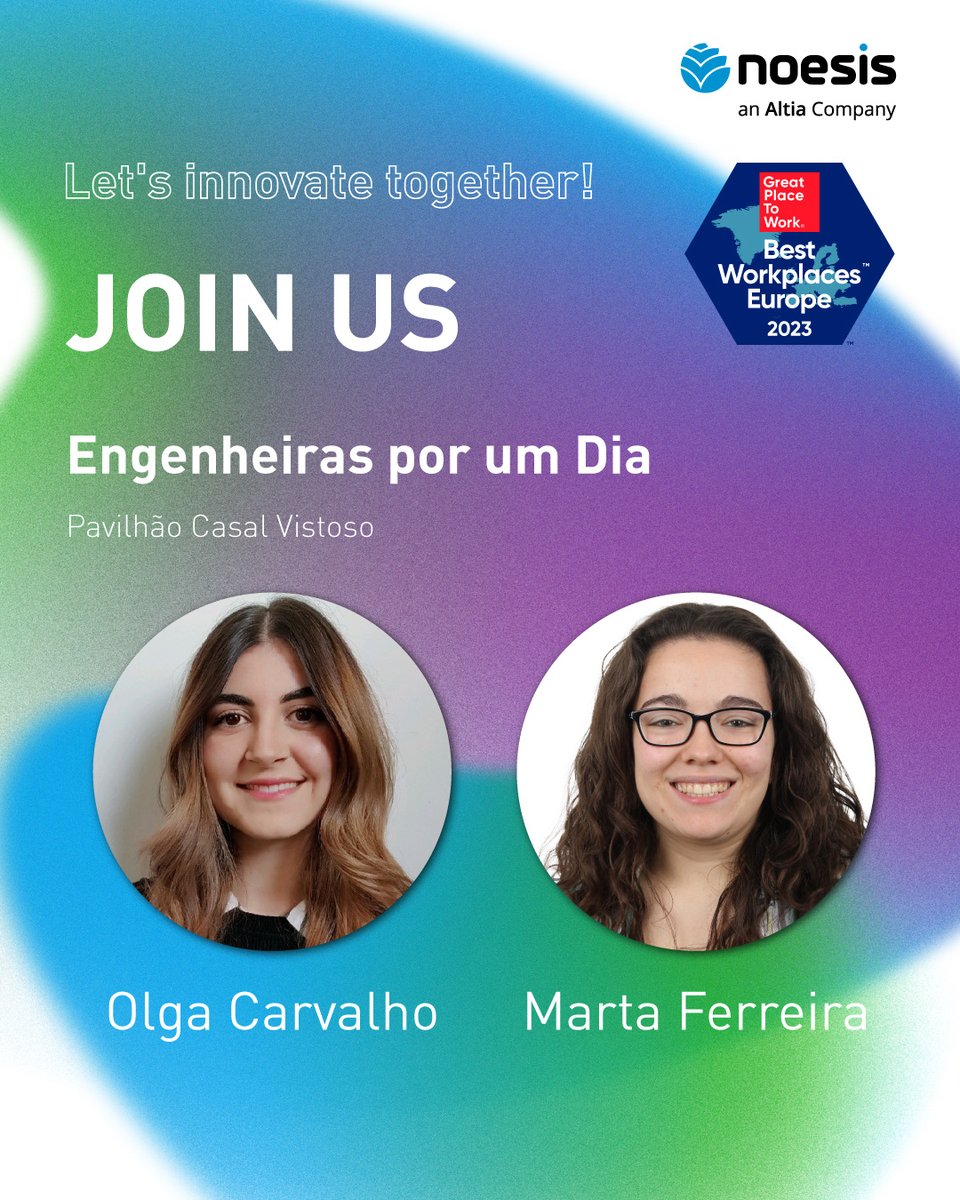 It's time to explore the exciting world of  ICT! ⭐

Today, Olga Carvalho e Marta Ferreira will be at Engenheiras por um Dia, an event  dedicated to inspiring girls to pursue careers in ICT.

#GirlsInTech #Empowerment #TechForAll #challenge #innovation #youngtalent #teamnoesis