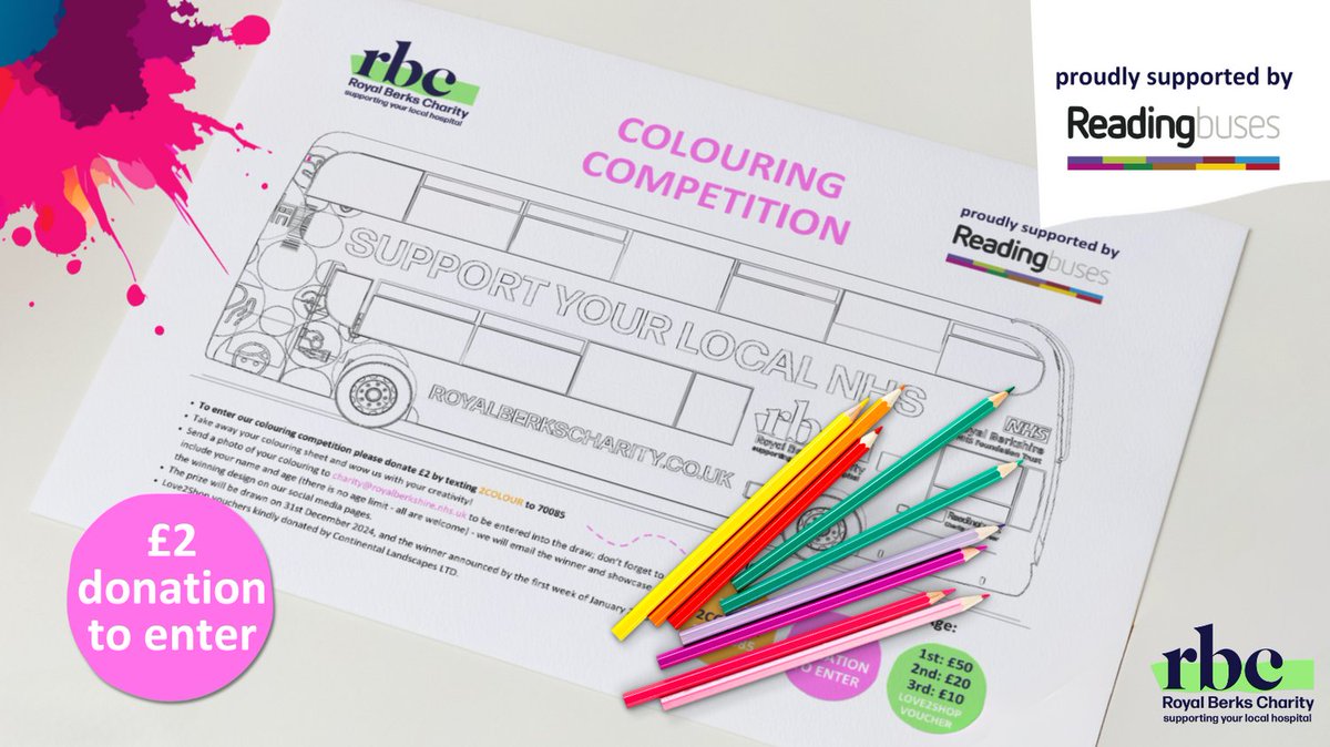 RoyalBerksChar's tweet photo. We're thrilled to announce our Royal Berks Charity and Reading Buses Colouring Competition!

Download your colouring sheet here: https://t.co/CsunOCrsWF https://t.co/OUgf3v148q