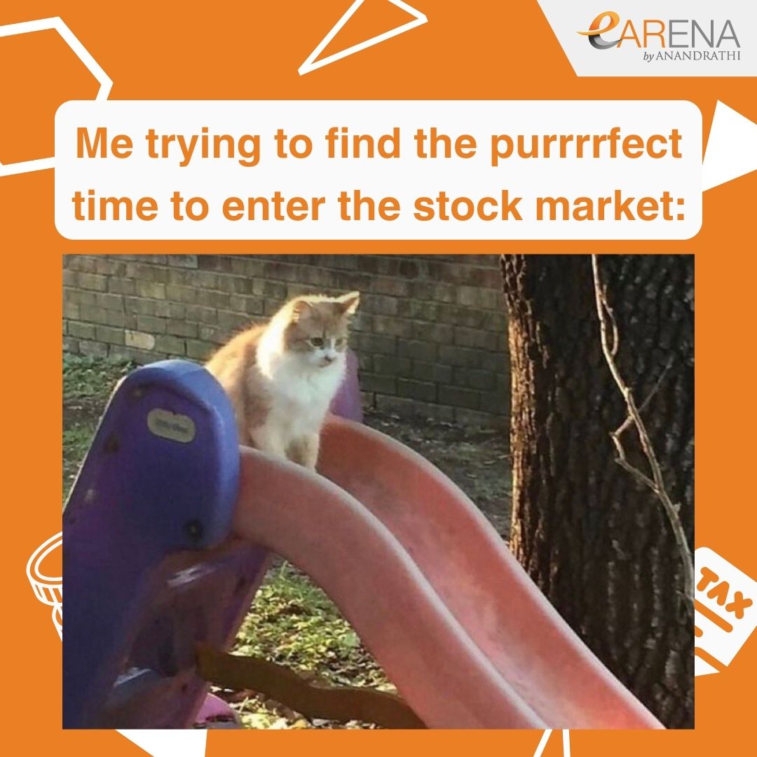 Timing the market ke chakkar mein time in the market lose kar rahe ho⌚ We’re not kitten when we say the best time to invest is meow🐈🐾

#TimeInTheMarket #market #funny #cat #cats #catmeme #catlovers #catlife #catoftheday #catsofinstagram #eARENA #eARENAbyAnandRathi #AnandRathi