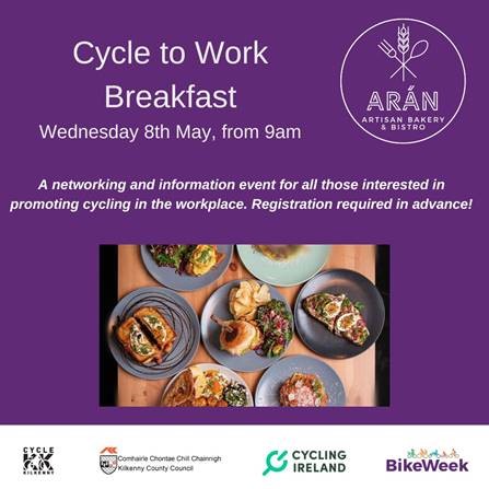 Drop in to discuss how you can encourage employees to embrace cycling. Learn more about the BOLT bike scheme for employers. Enjoy breakfast and morning coffee too! 🚲 📆 Wednesday 8th May 📍 Location: Arán, Barrack St. 🕙 9am - 10.30am Register here: loom.ly/IdzrtGk