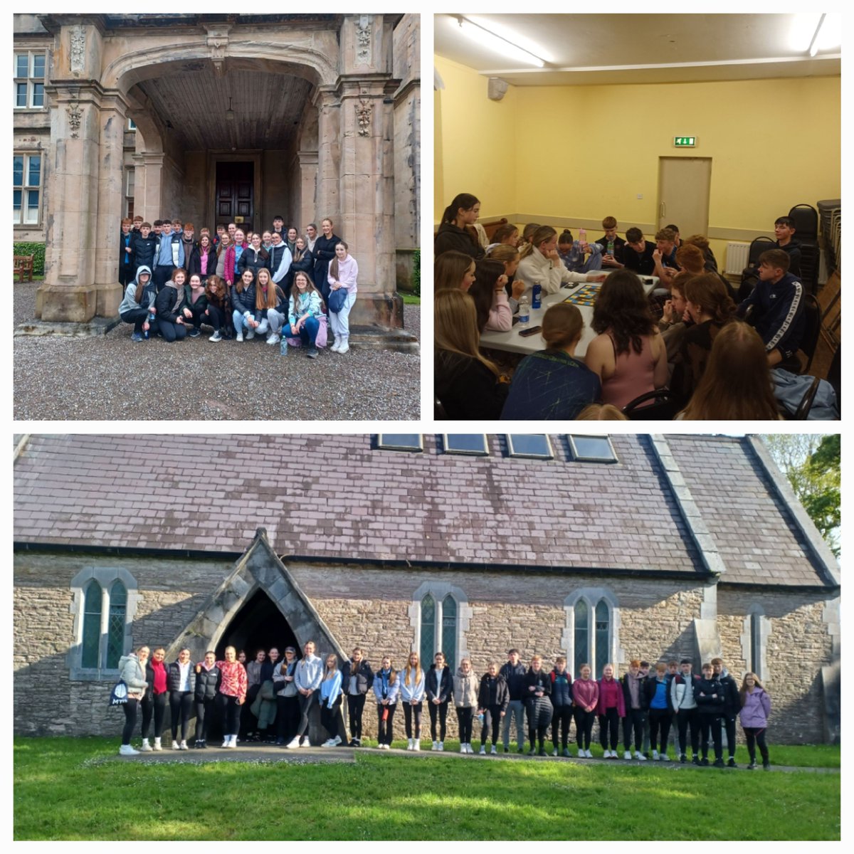 Gaisce 23-24 started with a lovely 15km walk last Thursday evening followed by a break for dinner & some 'ghost hunting' in Muckross Abbey. Before bed we had some fiercely competitive games of 30 seconds-boys v girls, then TY1 v TY2/3 v teachers. Winner anonymous!!