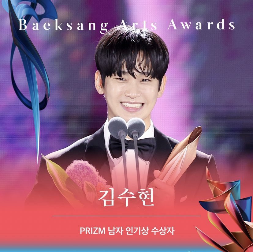 Congratulations actor #KimSoohyun on winning #BaeksangArtsAwards2024 Popularity Awards!