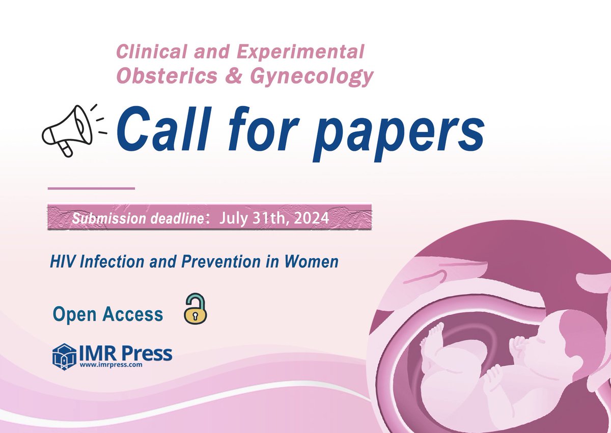 📢 Call for paper on topic '#HIV Infection and Prevention in Women'! 
@CEOGjournal 

#HIV #AIDS #women #pregnancy #female #obstetrics #gynecology #OBGYN #MaternalHealth 

🔔 Contact: yaffa.yue@imrpress.com
submission link: imr.propub.com

😊 Welcome to your contribution!