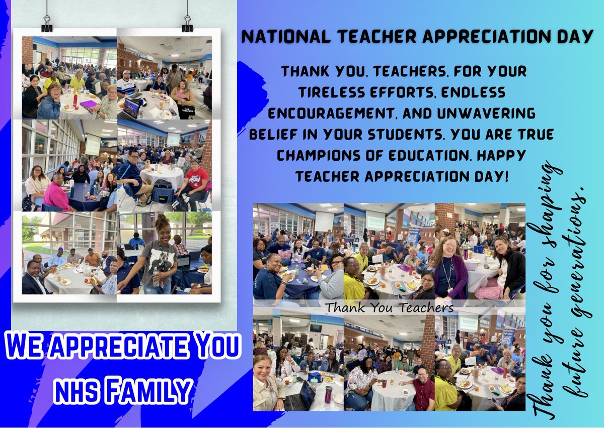 To our outstanding faculty, your dedication to excellence sets the standard for our school community. Thank you for your hard work, your passion, and your unwavering commitment to our students' success. Happy Teacher Appreciation Day! #TEACHERAPPRECIATIONDAY #TeacherAppreciation