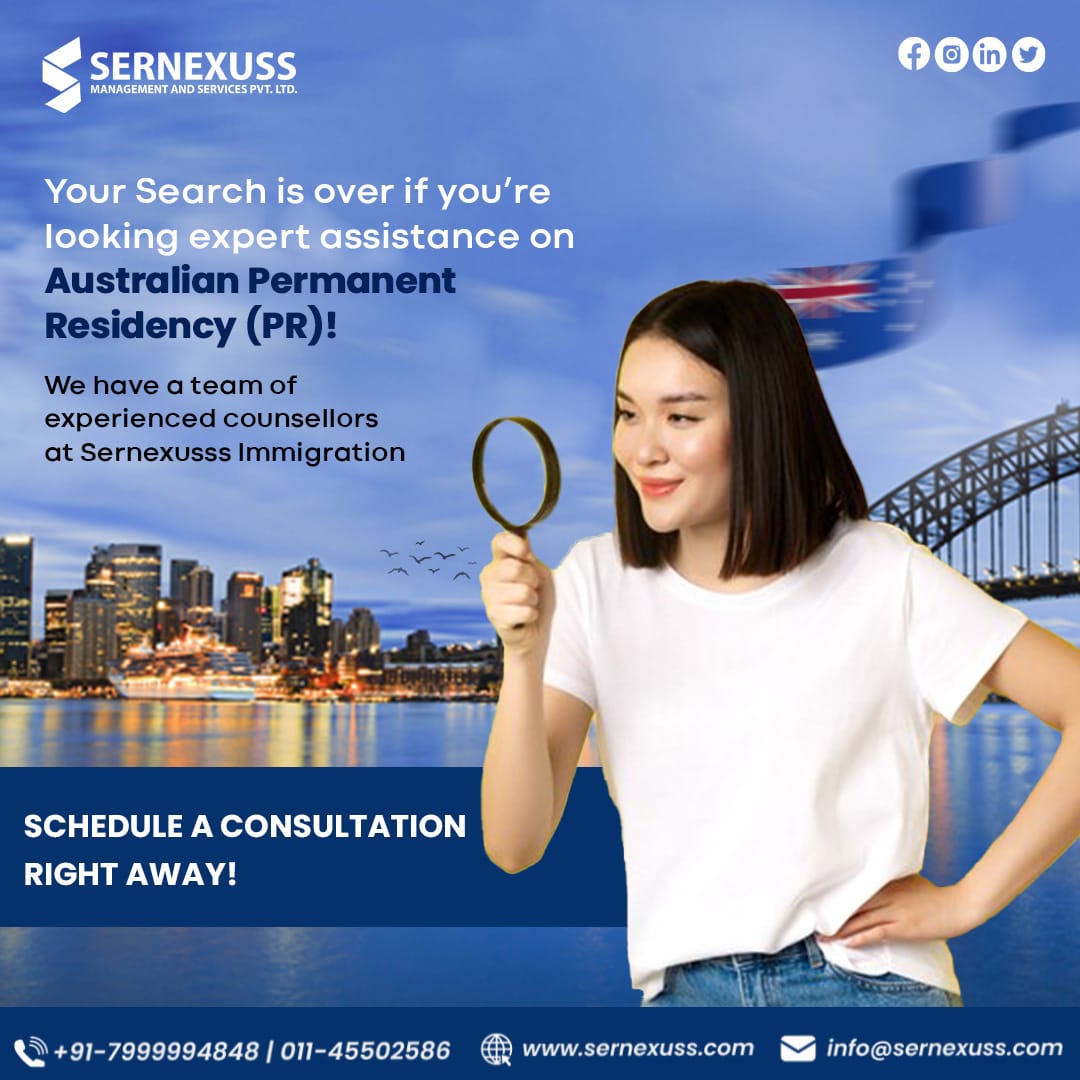 Your search is over if you are looking expert assistance on Australia PR. Connect Sernexuss!! Read more:- bit.ly/3TWGmrn #australiaPRvisa #australia #PRvisa #immigratetoaustralia #sernexuss
