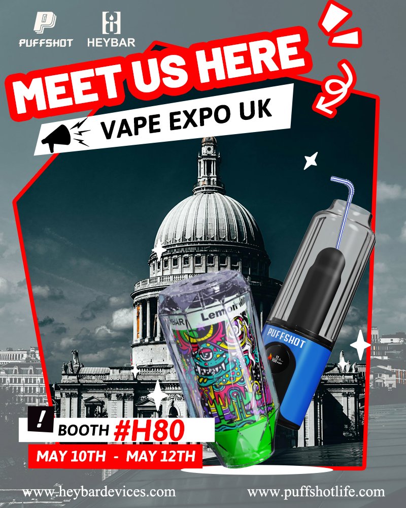 Heybar_devices's tweet image. ✨🎯 Only 3 days left! #Heybar and #PuffShot will be showcasing their products at the UK Expo.

💦 Date: 3 days from now
💦 Location: Birmingham UK Expo
💦 Booth Number: #H80

🗓 👏 Discover more at puffshotlife.com.
🔥 #VapingInnovation #UKExpo #BoothH80 🌟