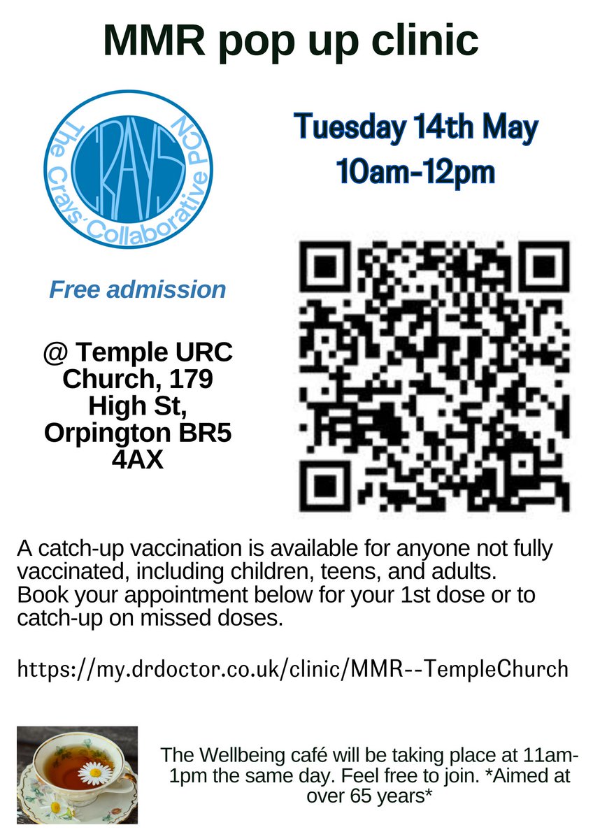 One Bromley (@onebromley) on Twitter photo ✳️Protect yourself and your family from Measles, Mumps and Rubella ✳️
Be on top of your vaccinations. Join our MMR pop clinic 👍 For children, teens and adults. First dose or missed doses.
Book on my.drdoctor.co.uk/clinic/MMR--Te…
<a href="/BroomwoodNHS/">Broomwood Health Centre</a> <a href="/BromleyGPs/">Bromley GP Alliance</a> <a href="/BromleyCouncil/">BromleyCouncil</a> @Orpington1st ✳️Protect yourself and your family from Measles, Mumps and Rubella ✳️
Be on top of your vaccinations. Join our MMR pop clinic 👍 For children, teens and adults. First dose or missed doses.
Book on my.drdoctor.co.uk/clinic/MMR--Te…
<a href="/BroomwoodNHS/">Broomwood Health Centre</a> <a href="/BromleyGPs/">Bromley GP Alliance</a> <a href="/BromleyCouncil/">BromleyCouncil</a> @Orpington1st