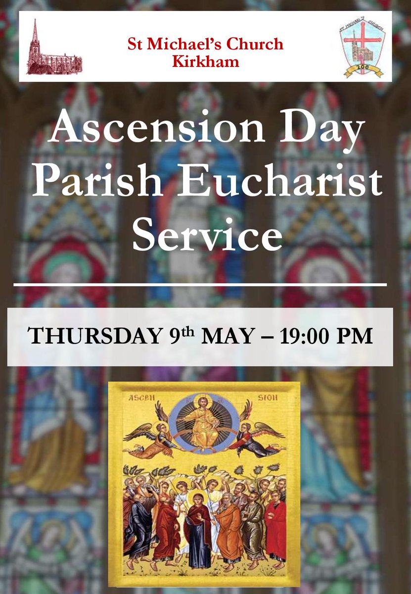 All are welcome at our #Ascension Day Parish Eucharist service at 7pm on Thursday evening