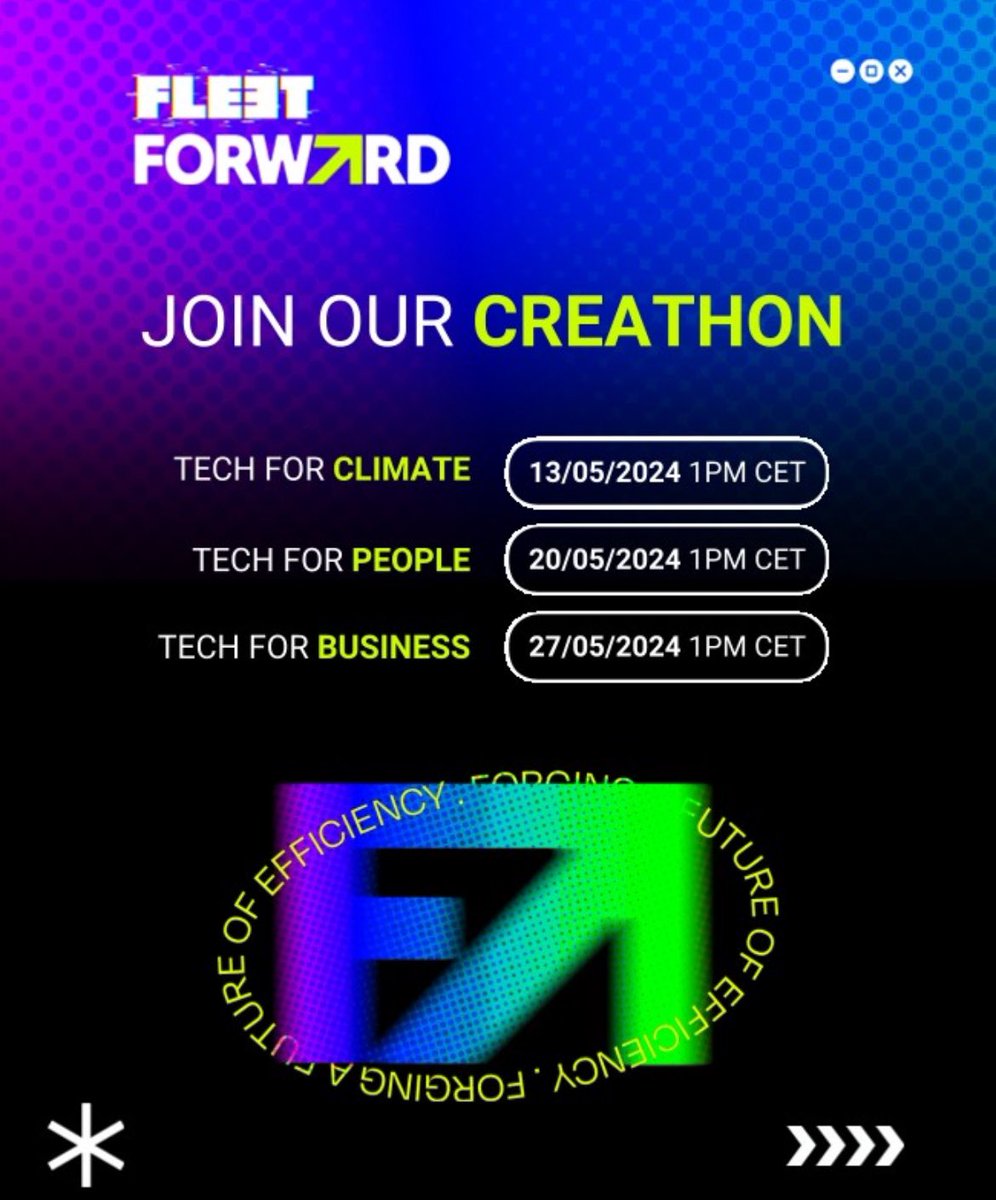CREATHON BLOCKCHAIN + IA 

These technologies will boost business efficiency with the right people around the table 🦾

Let’s imagine together a more sustainable future with great mentors ✨

Freelancers this is for you, JOIN US fleetforward.tech