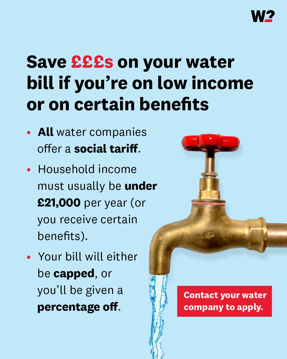 You could be eligible to apply for your water company’s social tariff, potentially saving you hundreds per year 👇 👇 👇