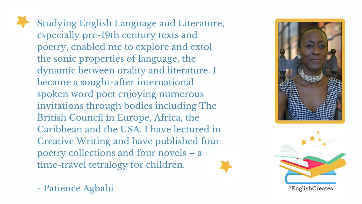 Find out about Patience Agbabi's amazing successes through studying English! #englishcreates #poet #poems #englishdegree