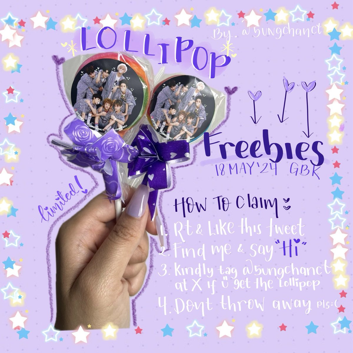 💟 Freebies TDS 3 in Jakarta 💟 

📍at GBK Arena
🗓 18 May 2024

• RT & Like this tweet!
• Find me & say 'Hi!'
• Kindly tag me @5UNGCHANCT if you get the lollipop 🍭
• Dont throw away please 😿🙏🏻
• ⏰ TBA

See you guys! 💗

#TDS3INJKT #THEDREAMSHOW3inJAKARTA