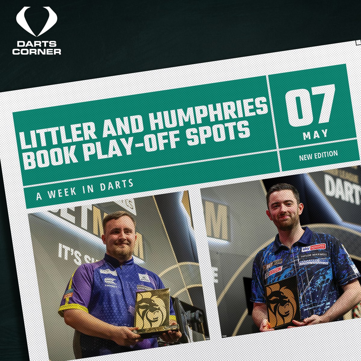The first two players have been confirmed for the Premier League Play-Offs at The O2. Here’s our recap of all things darts over the last seven days👇 dartscorner.co.uk/blogs/news/may… ✅ Two Lukes book play-off spots 🐂 Smith gets back to winning ways 👦 Titles shared on Development Tour