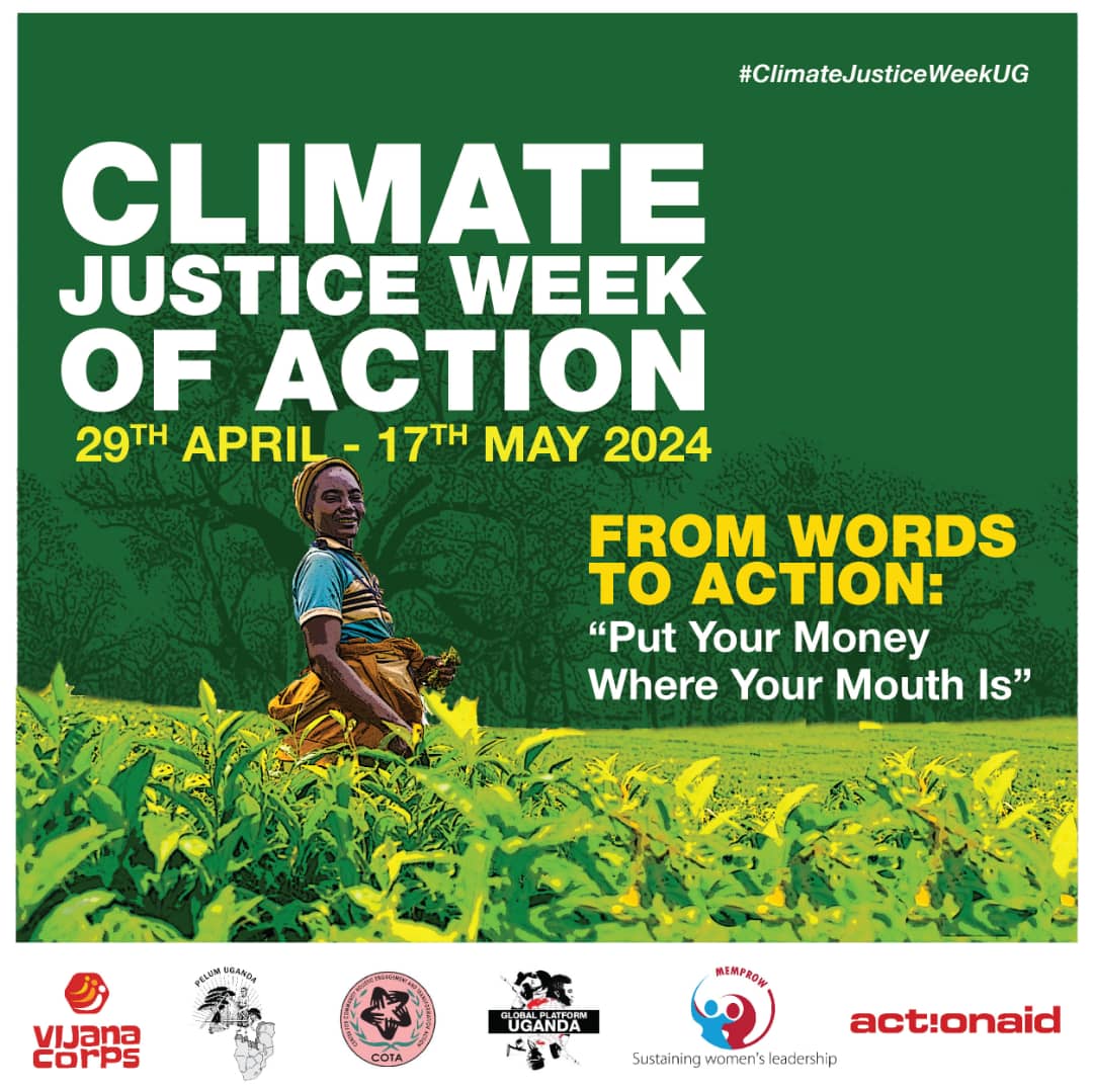 Climate Change is one of the most urgent and important issues of our time. It is time to move From Words to Action! 

Join us in this #ClimateJusticeWeekUG campaign.
#FixtheFinance  #FundOurFuture