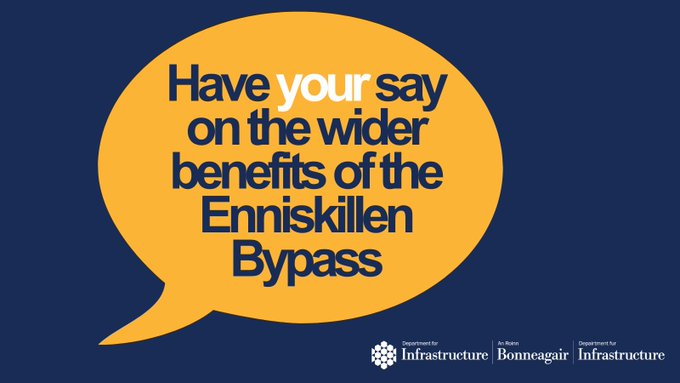 *** Closing Tomorrow 8 May *** Don’t miss your opportunity to take part in a survey on potential wider community benefits from the delivery of the A4 #Enniskillen Bypass. For more information and to have your say : infrastructure-ni.gov.uk/consultations/…